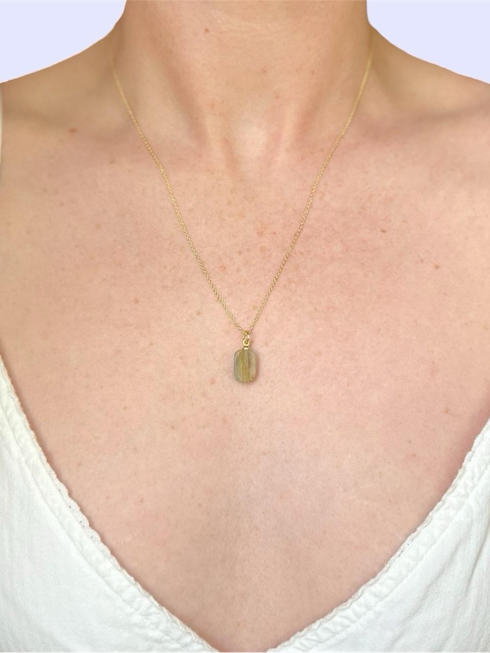 14k Gold Filled Blue Calcite Semi Precious Gemstone Pendant Necklace